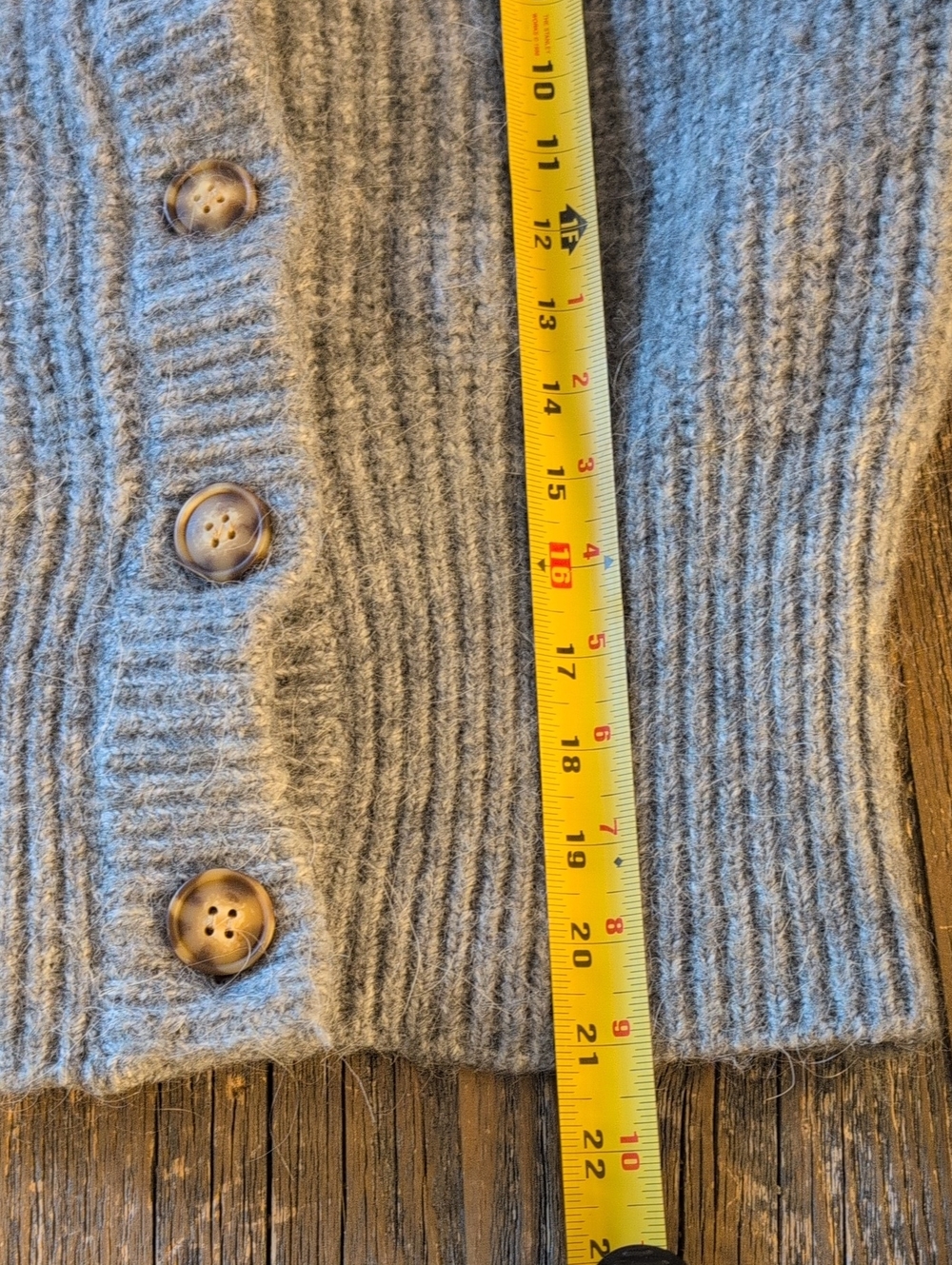 Zara Gray Alpaca Wool Textured Ribbed Knit Button Front Cardigan SZ L - Picture 16 of 16
